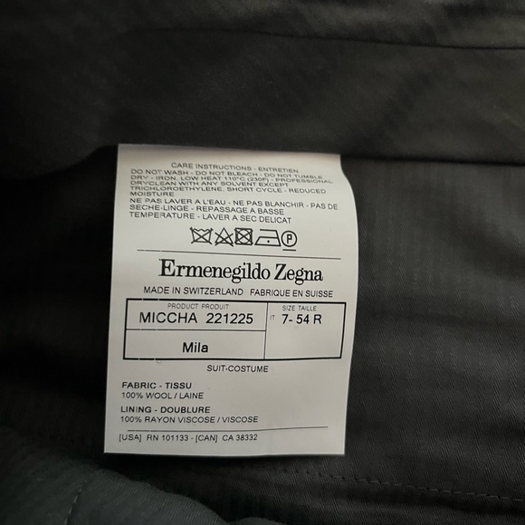 Ermenegildo Zegna Dark Grey Trofeo Wool Suit Pants US Size 44 - Picture 9 of 11